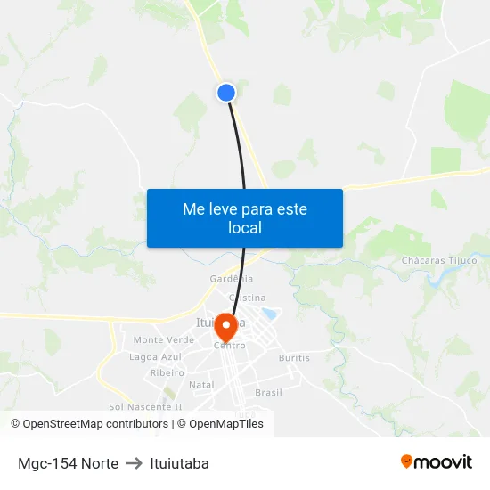 Mgc-154 Norte to Ituiutaba map