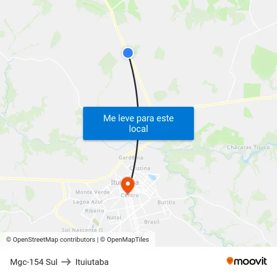 Mgc-154 Sul to Ituiutaba map