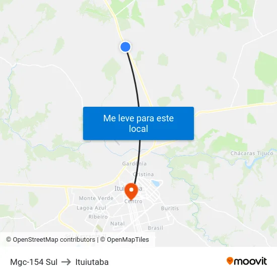 Mgc-154 Sul to Ituiutaba map