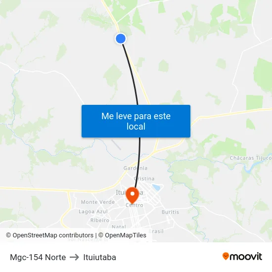 Mgc-154 Norte to Ituiutaba map