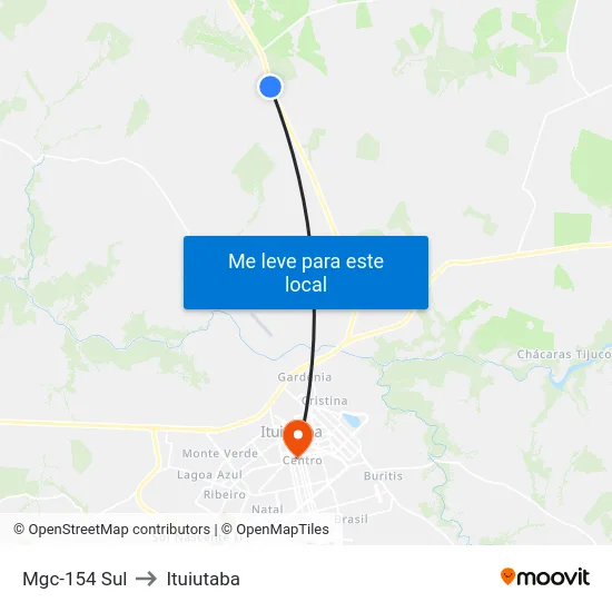 Mgc-154 Sul to Ituiutaba map
