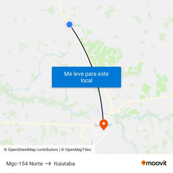 Mgc-154 Norte to Ituiutaba map