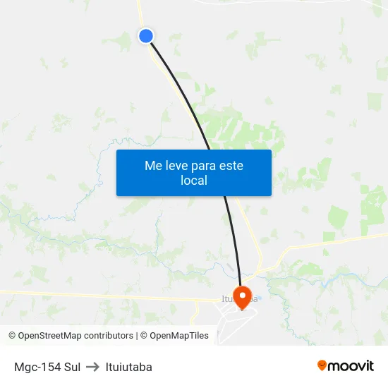 Mgc-154 Sul to Ituiutaba map