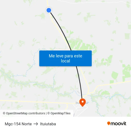 Mgc-154 Norte to Ituiutaba map
