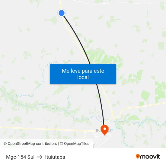 Mgc-154 Sul to Ituiutaba map
