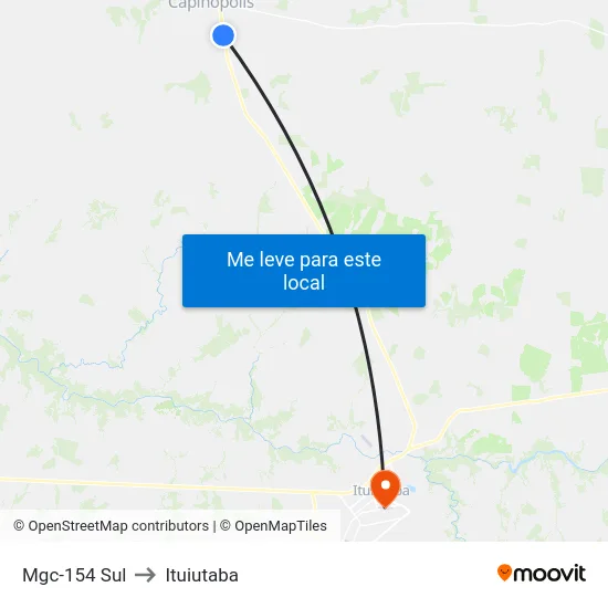 Mgc-154 Sul to Ituiutaba map