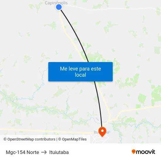 Mgc-154 Norte to Ituiutaba map