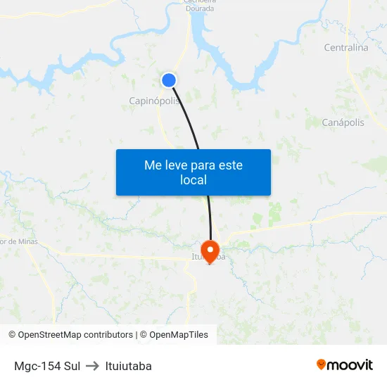 Mgc-154 Sul to Ituiutaba map