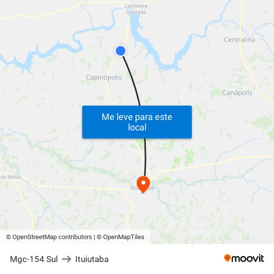 Mgc-154 Sul to Ituiutaba map