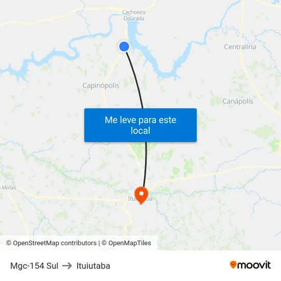 Mgc-154 Sul to Ituiutaba map
