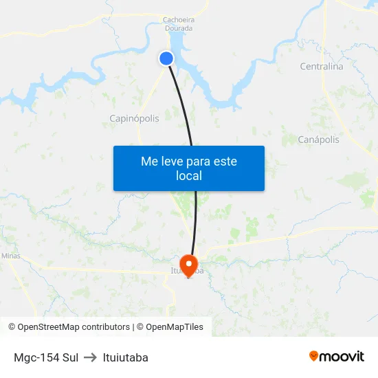 Mgc-154 Sul to Ituiutaba map
