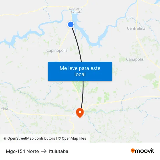 Mgc-154 Norte to Ituiutaba map