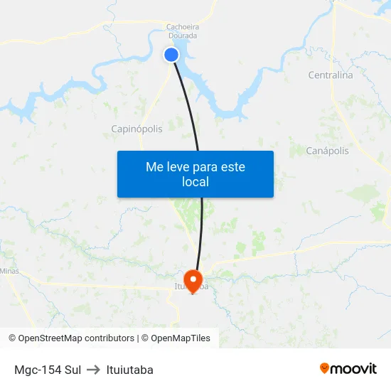 Mgc-154 Sul to Ituiutaba map