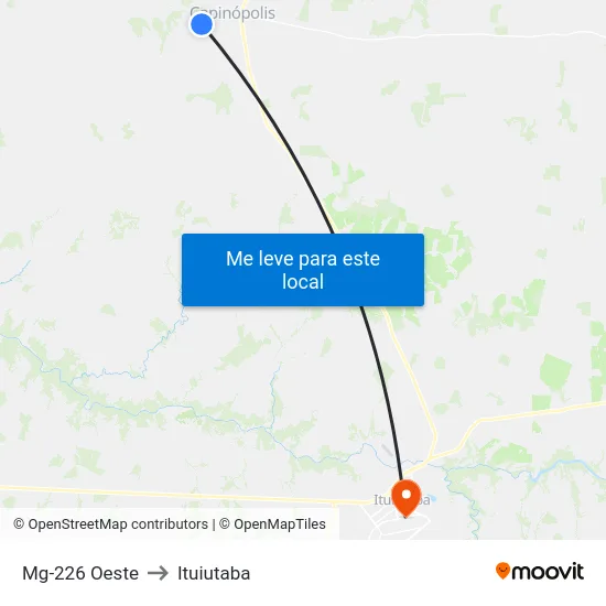 Mg-226 Oeste to Ituiutaba map