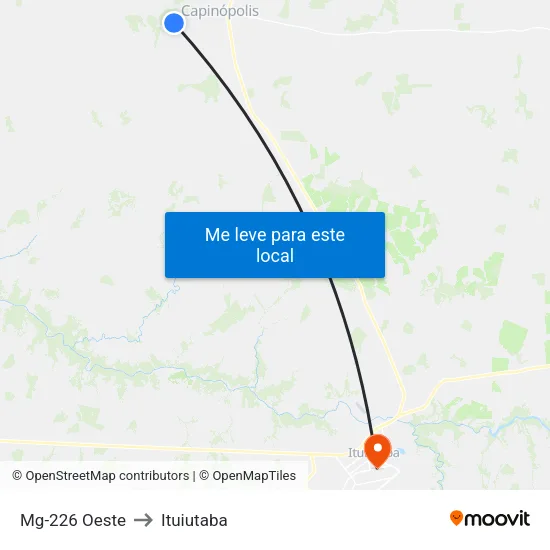 Mg-226 Oeste to Ituiutaba map