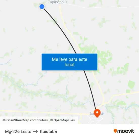 Mg-226 Leste to Ituiutaba map