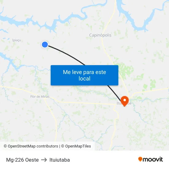 Mg-226 Oeste to Ituiutaba map