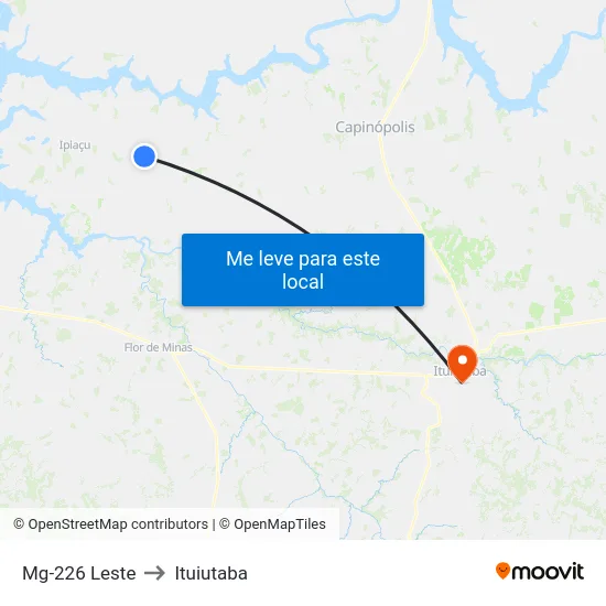 Mg-226 Leste to Ituiutaba map