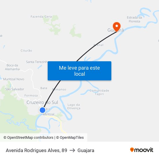 Avenida Rodrigues Alves, 89 to Guajara map