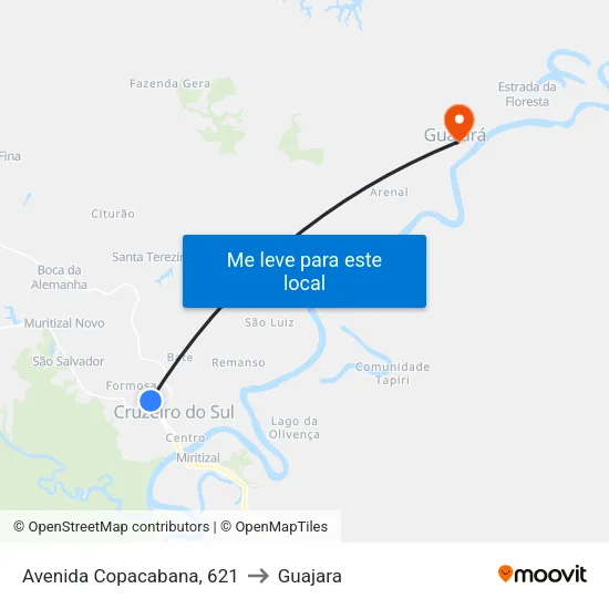 Avenida Copacabana, 621 to Guajara map