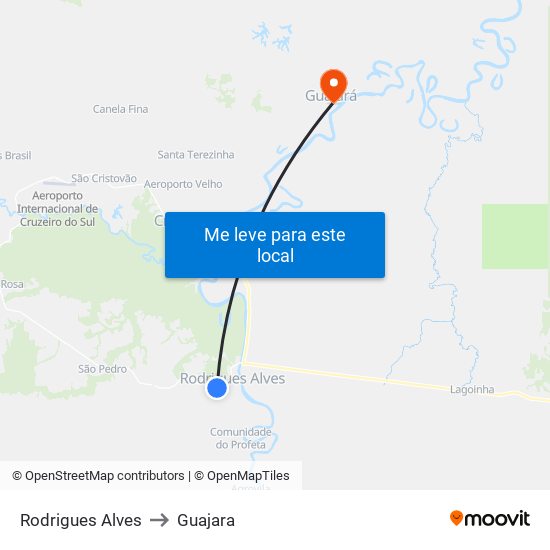 Rodrigues Alves to Guajara map