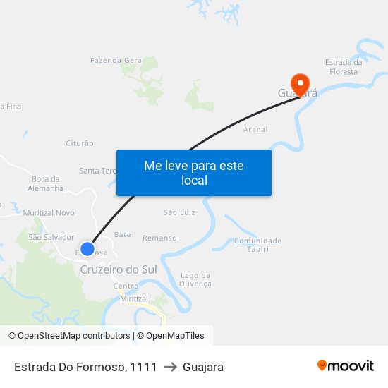 Estrada Do Formoso, 1111 to Guajara map