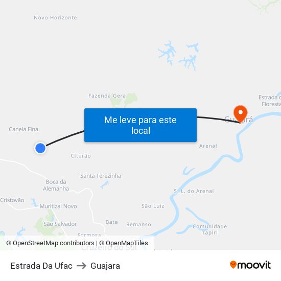 Estrada Da Ufac to Guajara map
