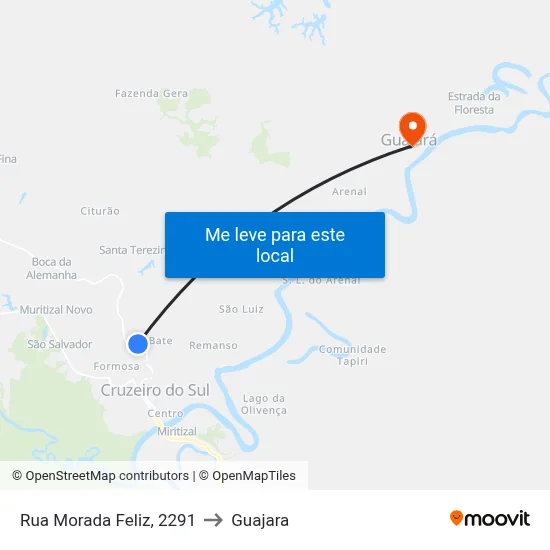 Rua Morada Feliz, 2291 to Guajara map