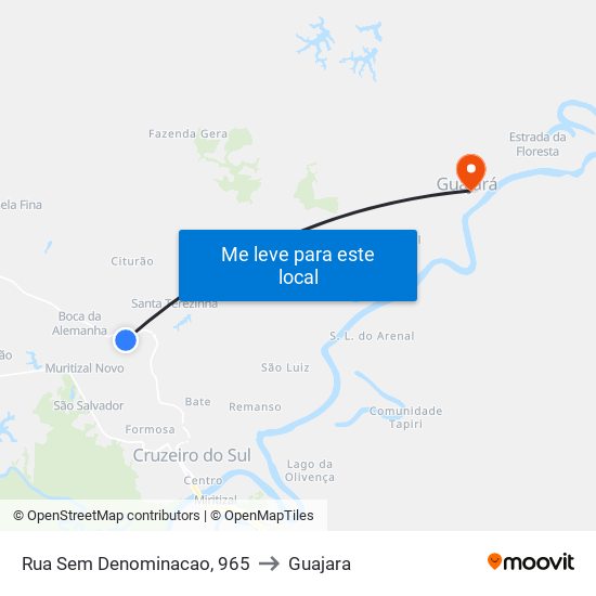 Rua Sem Denominacao, 965 to Guajara map
