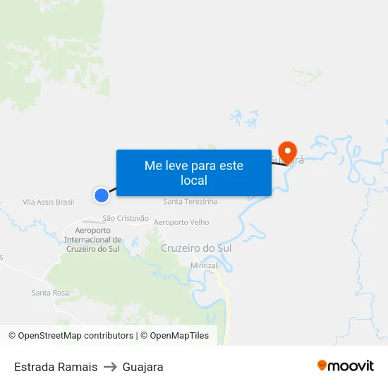 Estrada Ramais to Guajara map