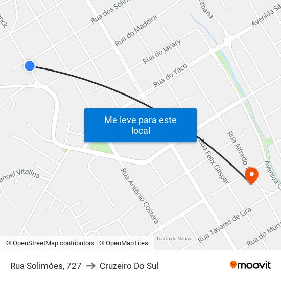 Rua Solimões, 727 to Cruzeiro Do Sul map