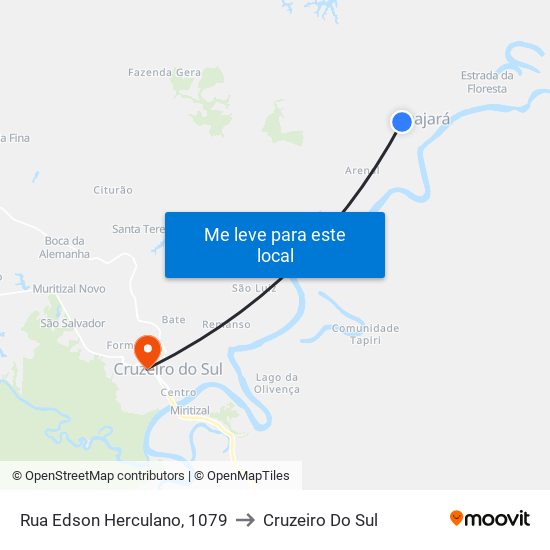 Rua Edson Herculano, 1079 to Cruzeiro Do Sul map