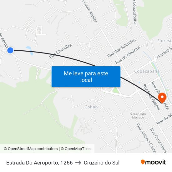 Estrada Do Aeroporto, 1266 to Cruzeiro do Sul map