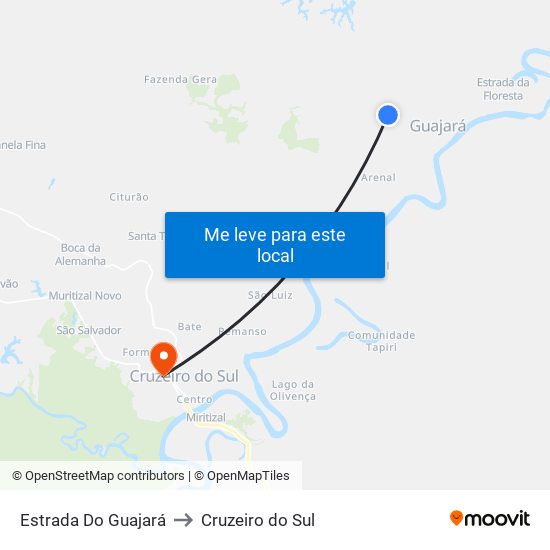 Estrada Do Guajará to Cruzeiro do Sul map