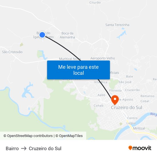 Bairro to Cruzeiro do Sul map