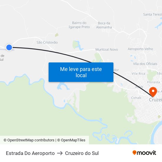 Estrada Do Aeroporto to Cruzeiro do Sul map