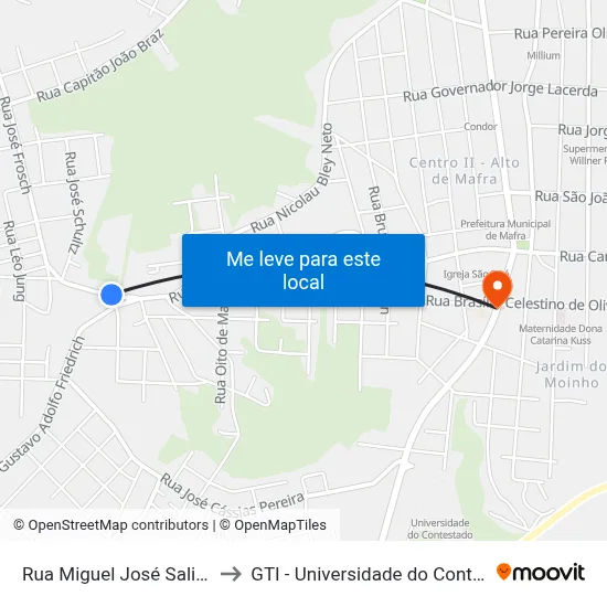 Rua Miguel José Saliba, 28 to GTI - Universidade do Contestado map