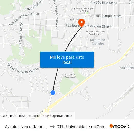 Avenida Nereu Ramos, 1563 to GTI - Universidade do Contestado map