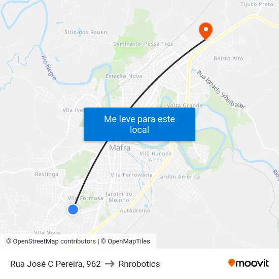 Rua José C Pereira, 962 to Rnrobotics map