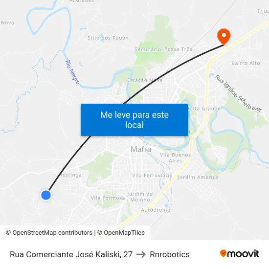 Rua Comerciante José Kaliski, 27 to Rnrobotics map