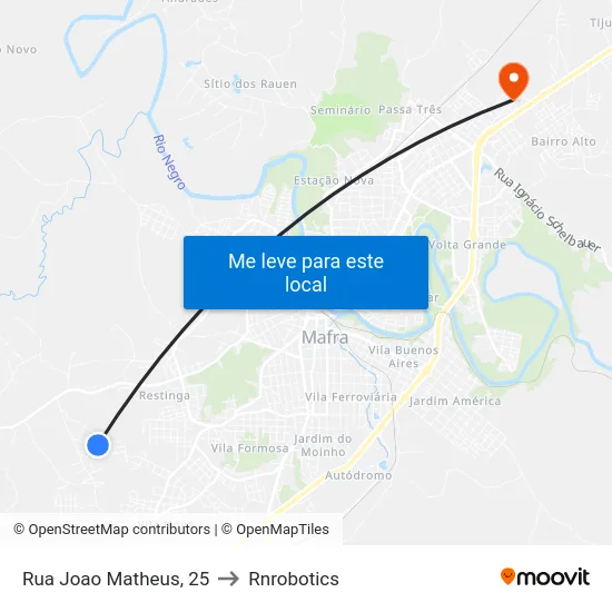 Rua Joao Matheus, 25 to Rnrobotics map
