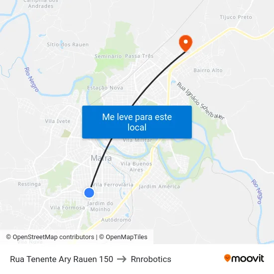 Rua Tenente Ary Rauen 150 to Rnrobotics map