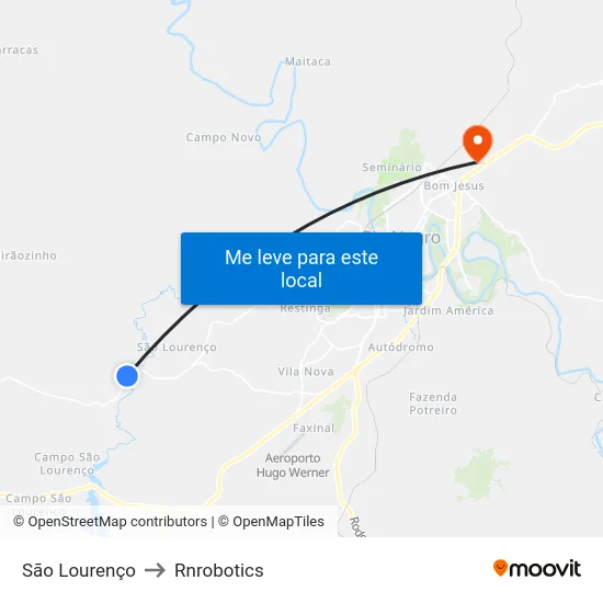 São Lourenço to Rnrobotics map