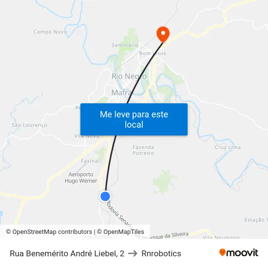 Rua Benemérito André Liebel, 2 to Rnrobotics map