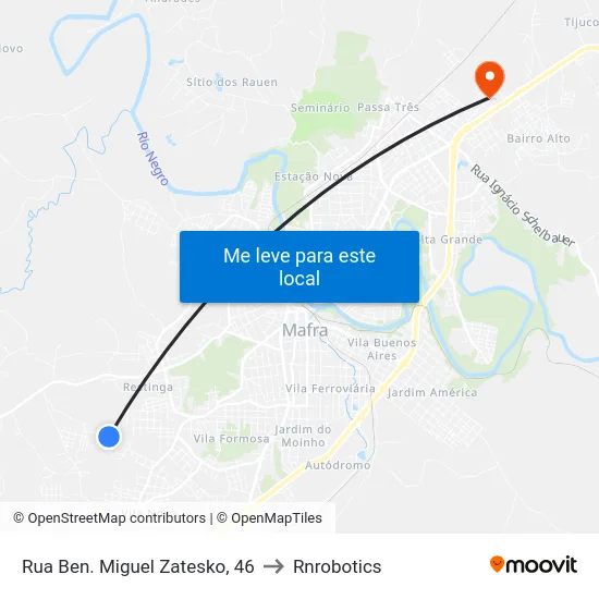 Rua Ben. Miguel Zatesko, 46 to Rnrobotics map