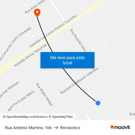 Rua Antônio Martins, 166 to Rnrobotics map