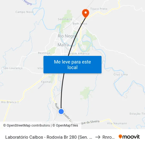 Laboratório Calbos - Rodovia Br 280 (Sen. Luiz Henrique Da Silveira) to Rnrobotics map