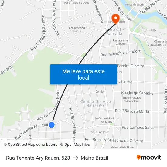 Rua Tenente Ary Rauen, 523 to Mafra Brazil map