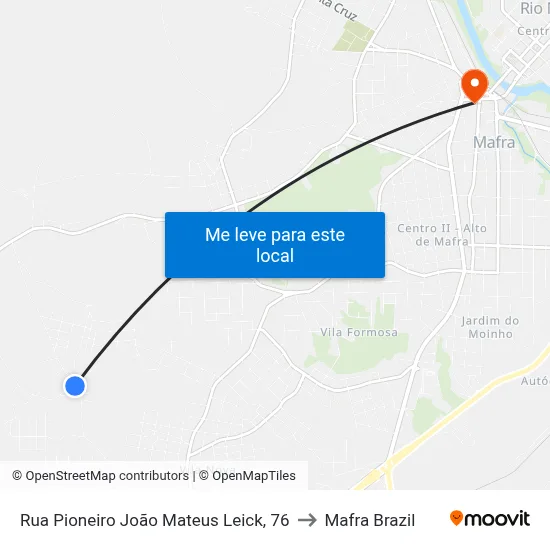 Rua Pioneiro João Mateus Leick, 76 to Mafra Brazil map