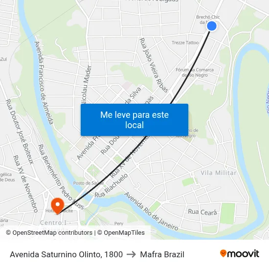 Avenida Saturnino Olinto, 1800 to Mafra Brazil map